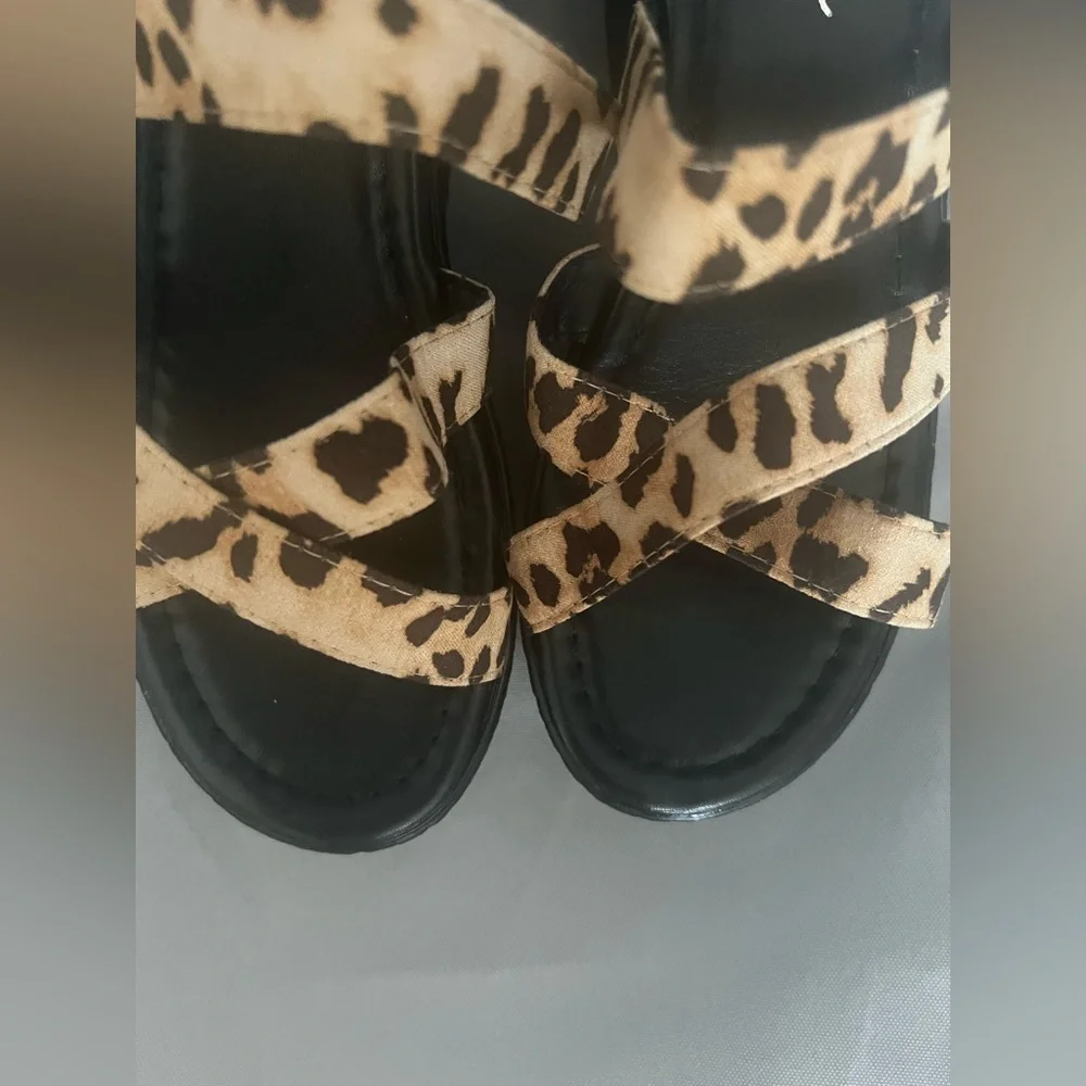 Leopard Print Platform Wedge Sandals